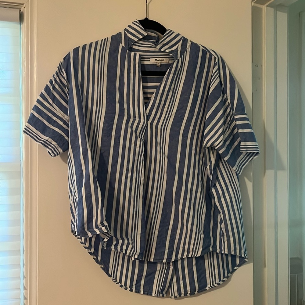 Blue and white stripe Madewell shirt